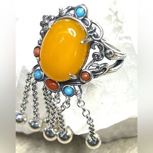 Butterscotch Natural Baltic Amber Ring S925